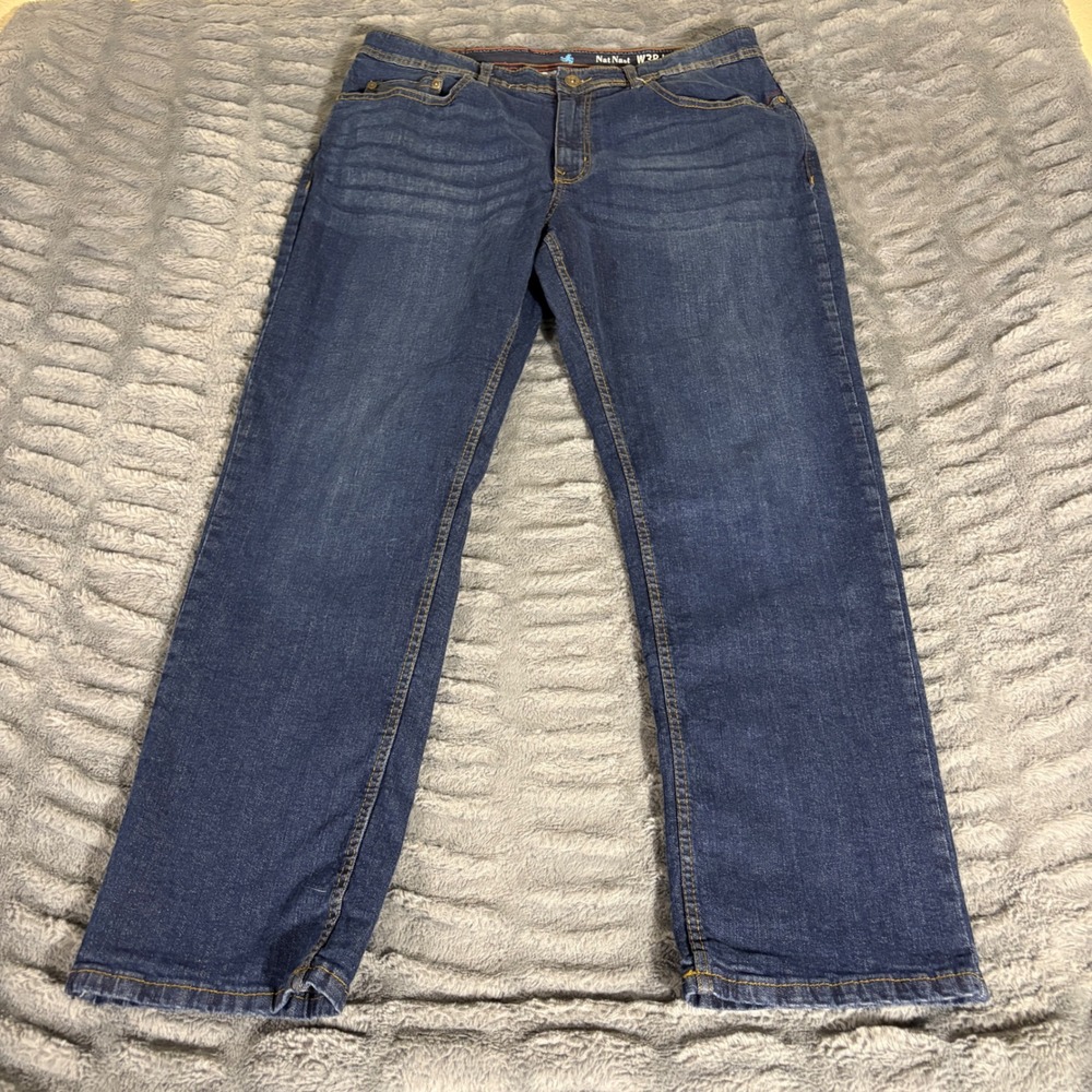 Nat Nast Mens Straight Leg Jeans Dark Wash Blue Stretch Denim W38 L30 AR199